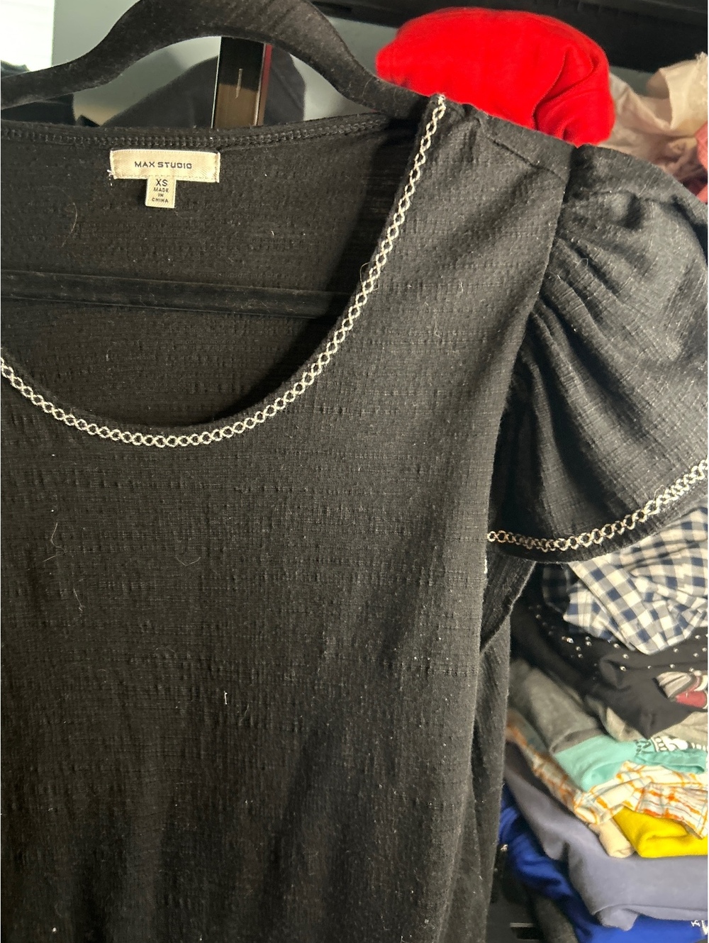 Max Studio Black Puff Sleeve Top Size XS
